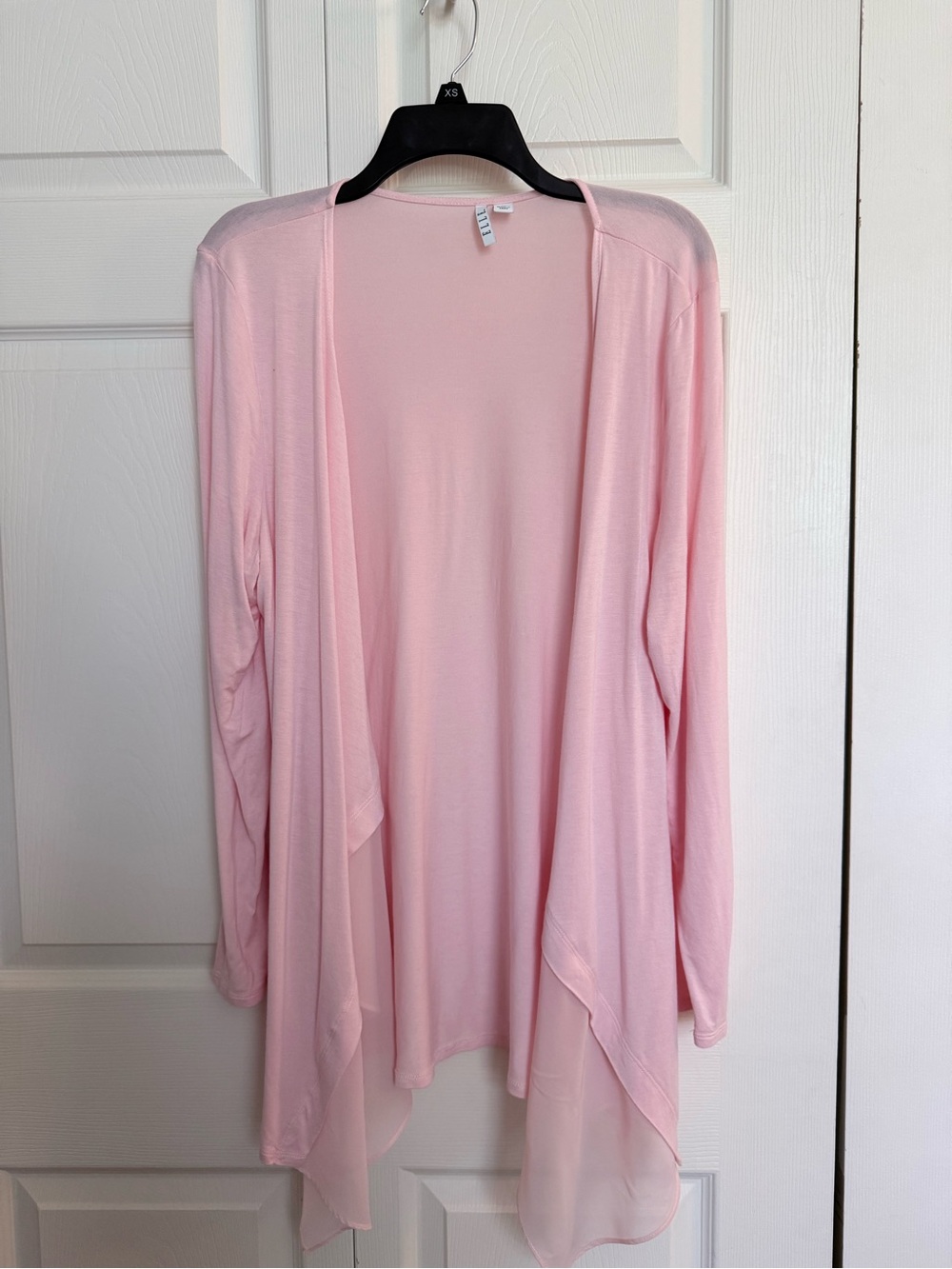 Elle Pastel Pink Open-Front Draped Cardigan